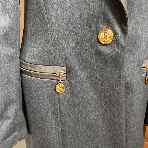 Vintage Escada Charcoal Blazer with Metallic Gold Details, 36 - Picture 2 of 11